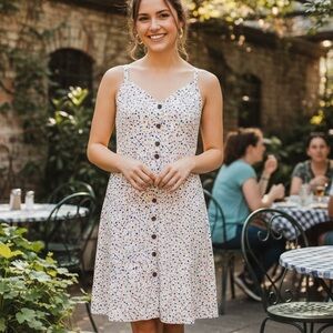 Banana Republic Button Front Confetti Print Midi Dress Size M